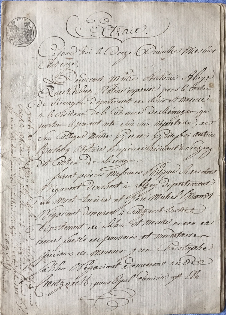 Verkaufsurkunde Säkularisierung 